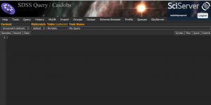 The CasJobs Query page as it appears when you are logged in