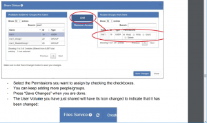 The access controls appear on the right of the Sharing dialog box